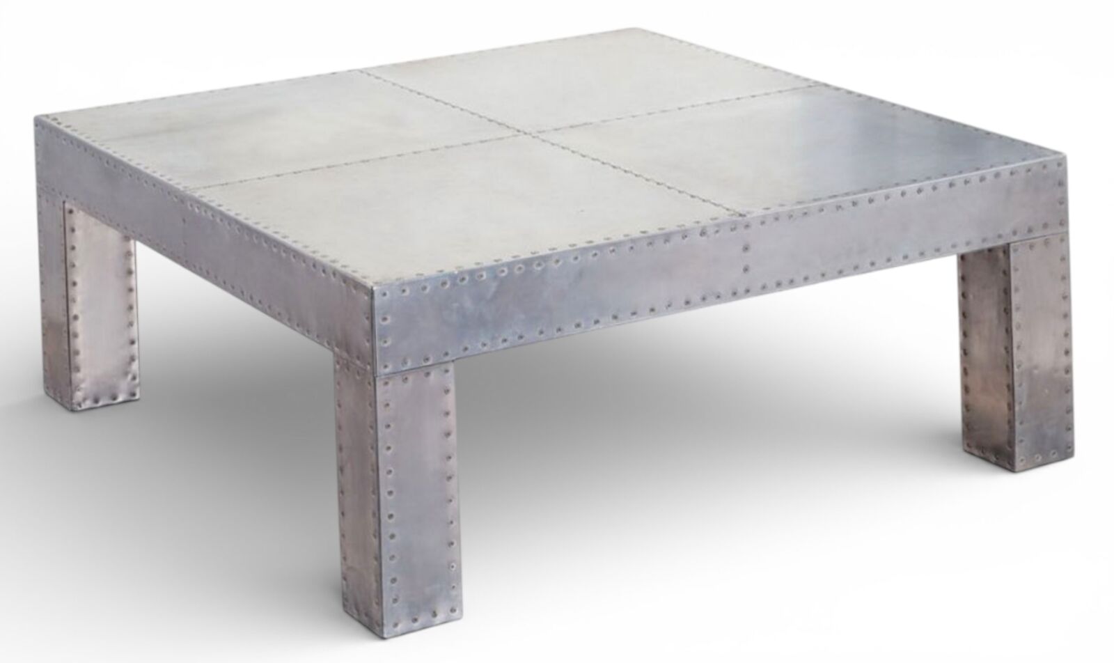 Industrial Riveted Metal Coffee Table Aviation Loft Style Steel Table Medium