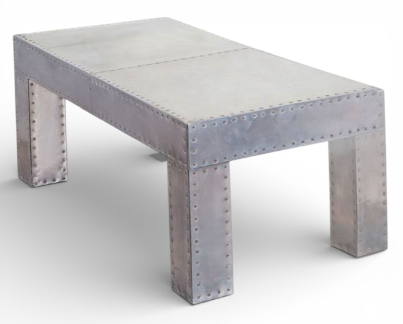 Industrial Riveted Metal Coffee Table Aviation Loft Style Steel Table Rectangle