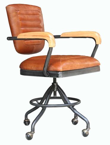 Industrial Swivel Distressed Leather Office Chair