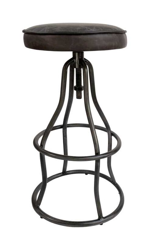 Product photograph of Industrial Vintage Leather Top Bar Stool from Designer Sofas 4U