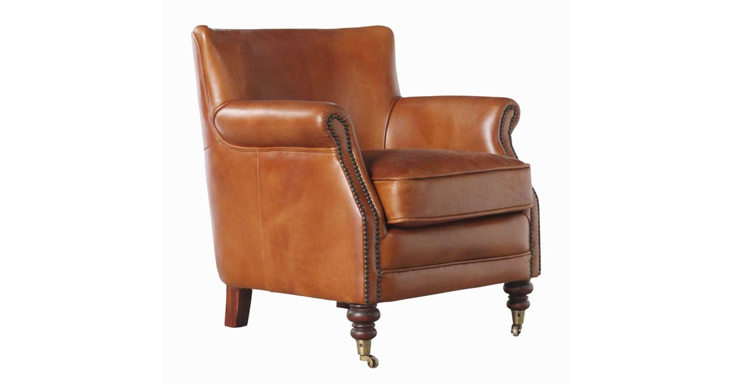 Jesper Vintage Tan Leather Armchair Designer Sofas4u
