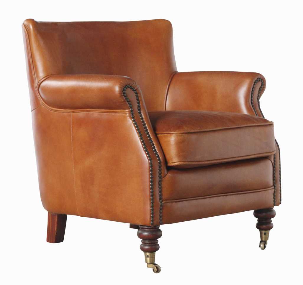 Jesper Vintage Tan Leather Armchair Designer Sofas4u