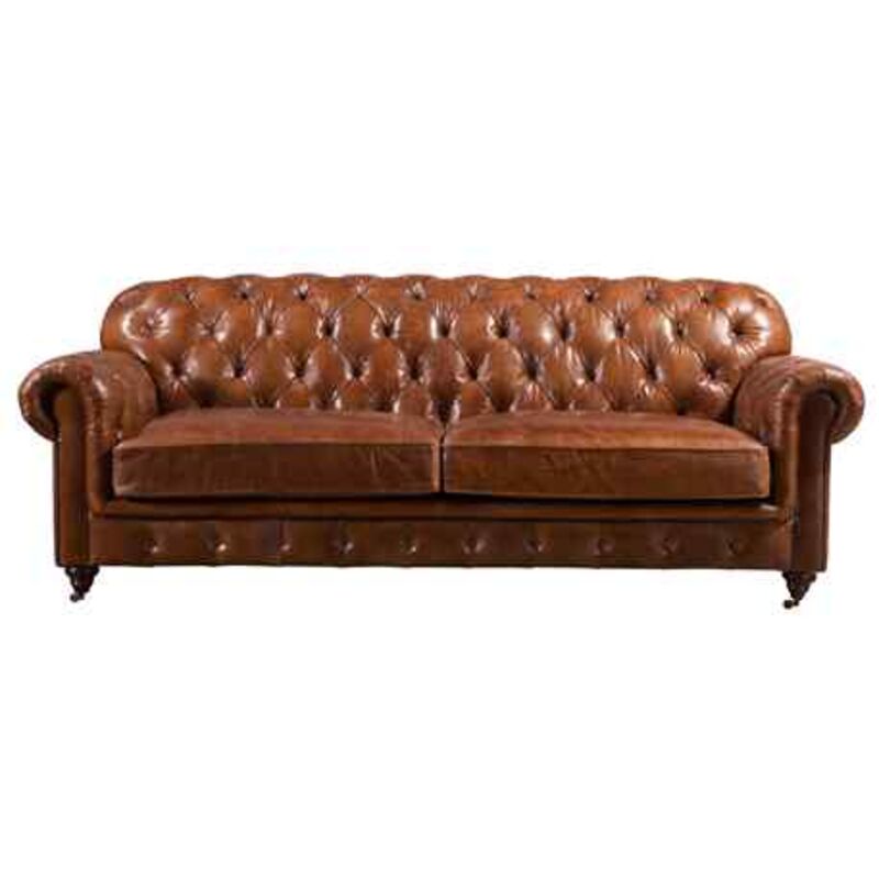 Product photograph of Lansdowne Chesterfield Vintage Retro Leather Settee Sofa from Designer Sofas 4U