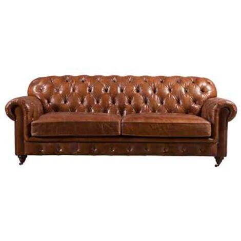 Lansdowne Chesterfield Vintage Retro, Brown Vintage Leather Sofa