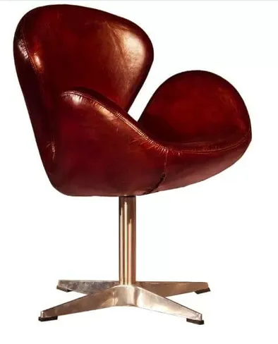 Vintage Distressed Leather Swan Chair