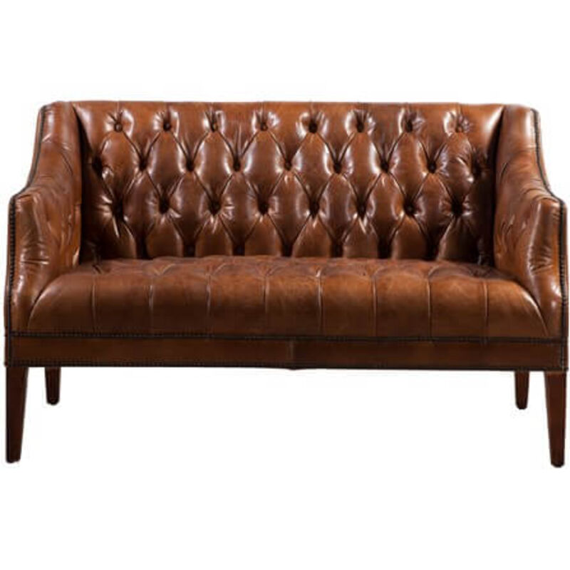 Product photograph of Louis Vintage Distressed Chesterfield 2 Seater Leather Sofa from Designer Sofas 4U