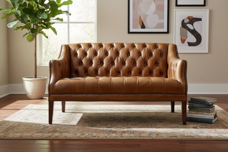 Louis Vintage Distressed Chesterfield 2 Seater Leather Sofa