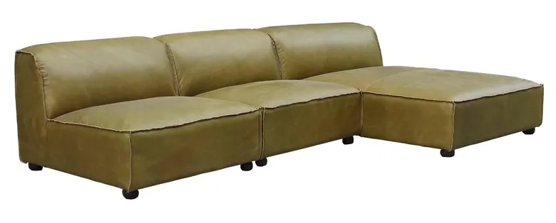 Low Back Modular Corner Group Vintage Leather Sofa