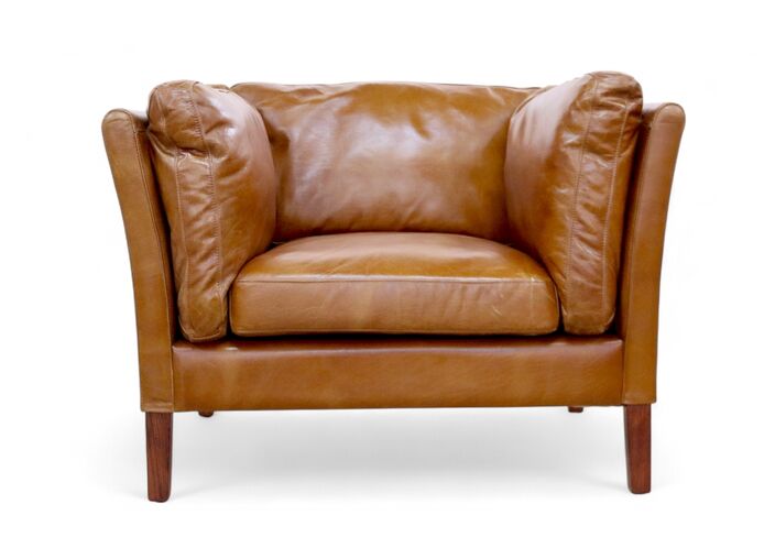 Luxurious Mid-Century Modern Leather Armchair – Vintage Tan