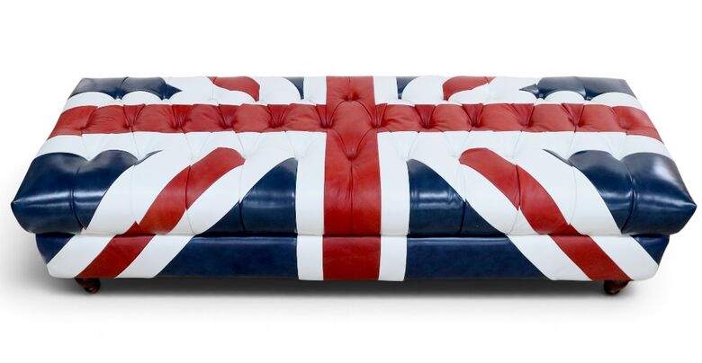 Luxurious Union Jack Leather Bench Footstool