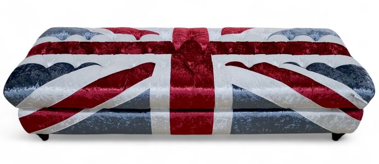 Luxurious Union Jack Velvet Bench Footstool – British Flag