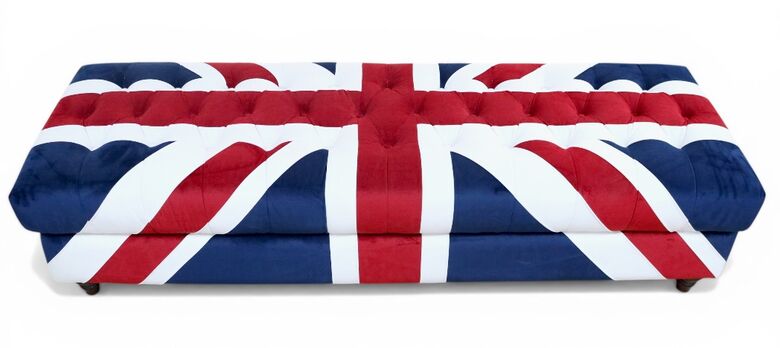 Luxurious Union Jack Velvet Bench Footstool – British Flag