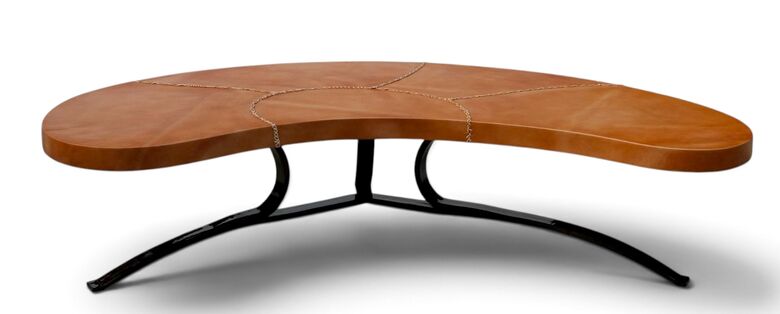 Luxury Leather Kidney Shaped Coffee Table