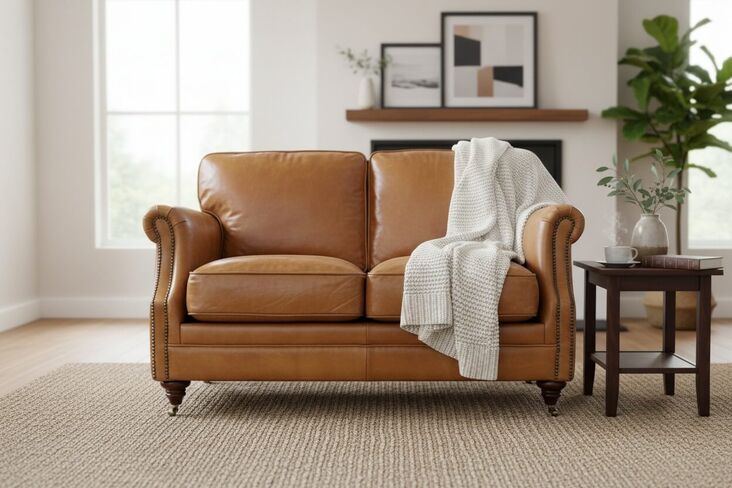 Luxury Vintage 2 Seater Settee Sofa Distressed Tan Real Leather