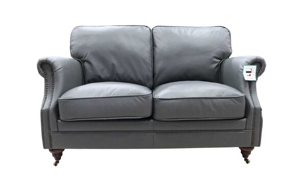 Luxury Vintage 2 Seater Sofa Grey Leather