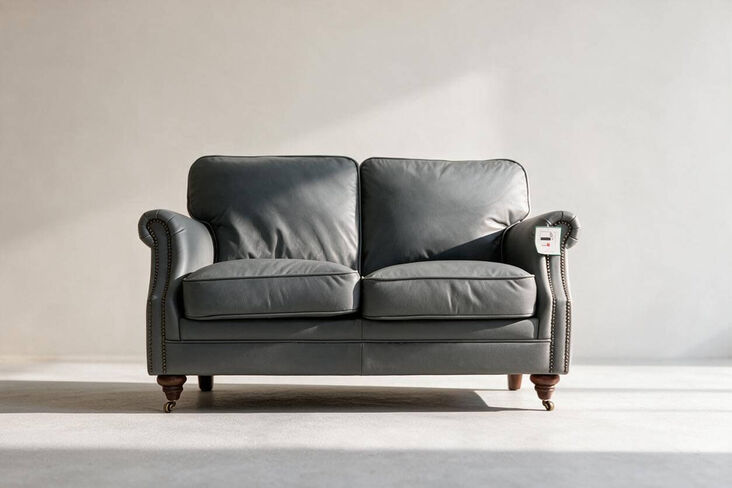 Luxury Vintage 2 Seater Settee Sofa Nappa Grey Leather