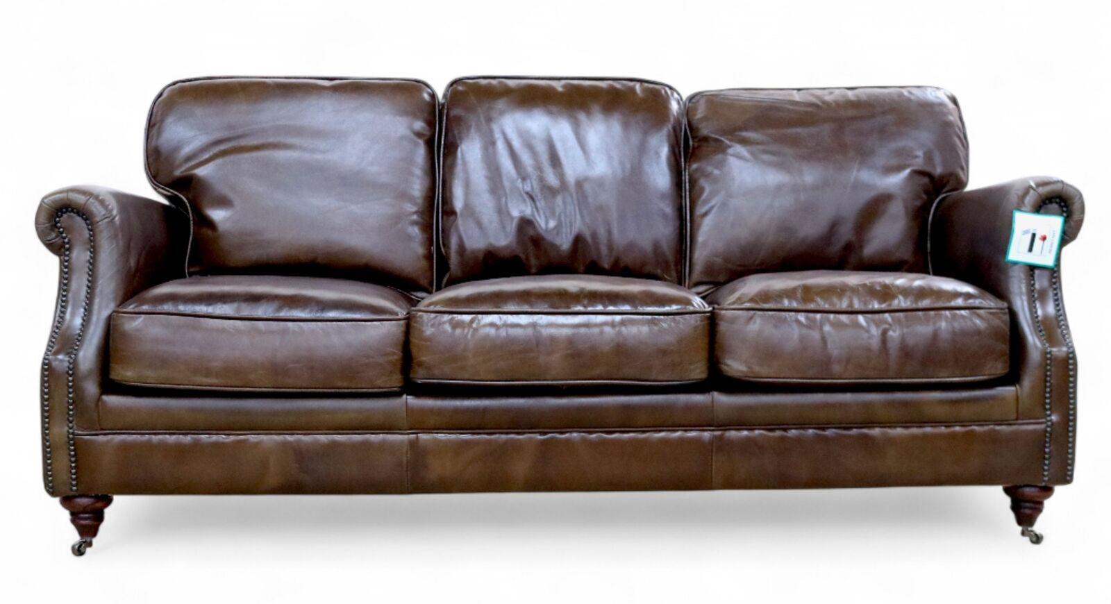 Luxury Vintage 3 Seater Settee Sofa Distressed Brown Real Leather