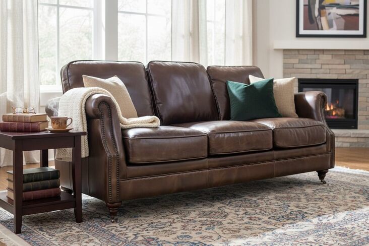 Luxury Vintage 3 Seater Settee Sofa Distressed Brown Real Leather