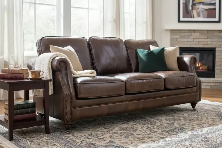 Luxury Vintage 3 Seater Settee Sofa Distressed Brown Real Leather