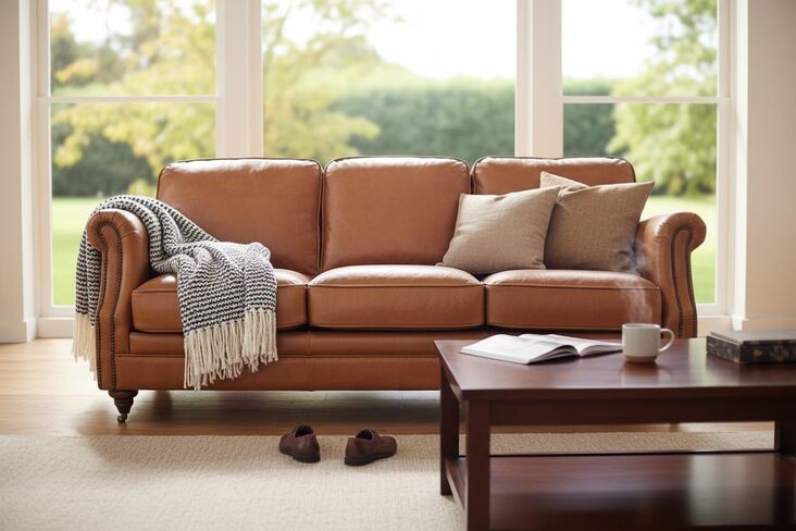 Luxury Vintage 3 Seater Settee Sofa Distressed Tan Real Leather