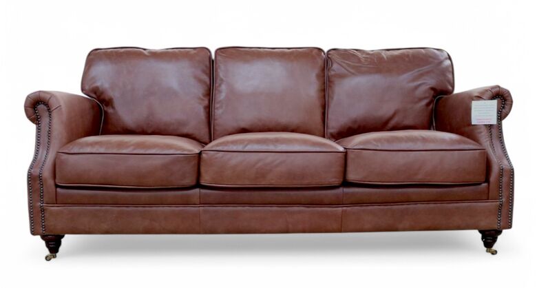 Luxury Vintage 3 Seater Settee Sofa Nappa Chocolate Brown Leather