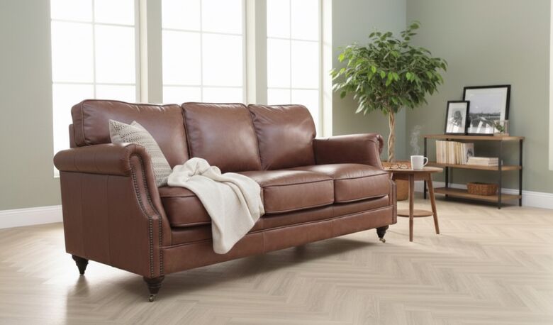 Luxury Vintage 3 Seater Settee Sofa Nappa Chocolate Brown Leather