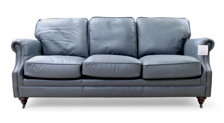 Luxury Vintage 3 Seater Settee Sofa Nappa Grey Leather