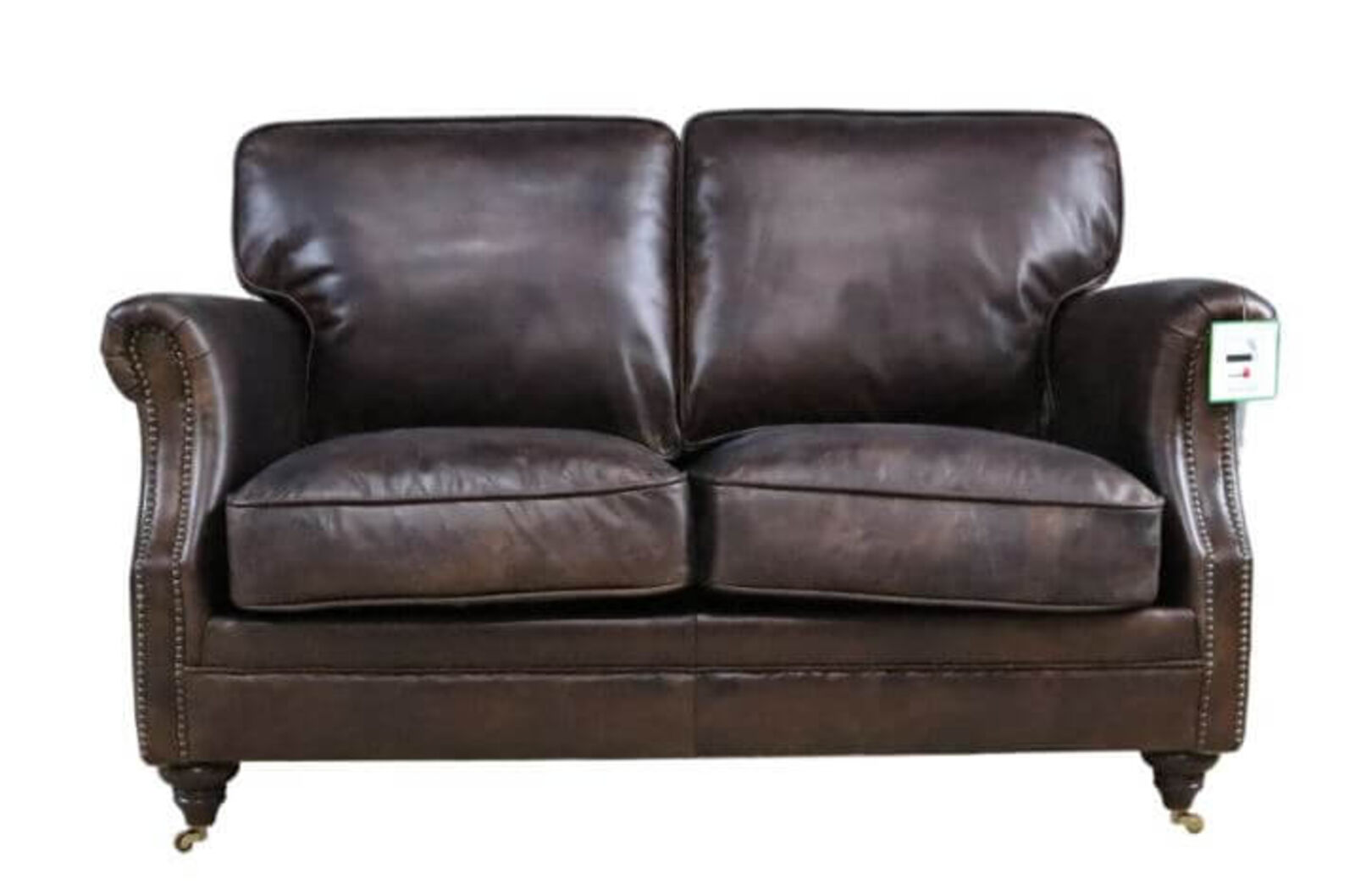 Product photograph of Luxury Vintage 2 Seater Settee Sofa Distressed Tobacco Brown Real Leather from Designer Sofas 4U