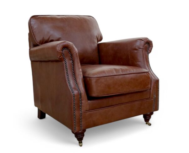 Luxury Vintage Nappa Chocolate Brown Leather Armchair