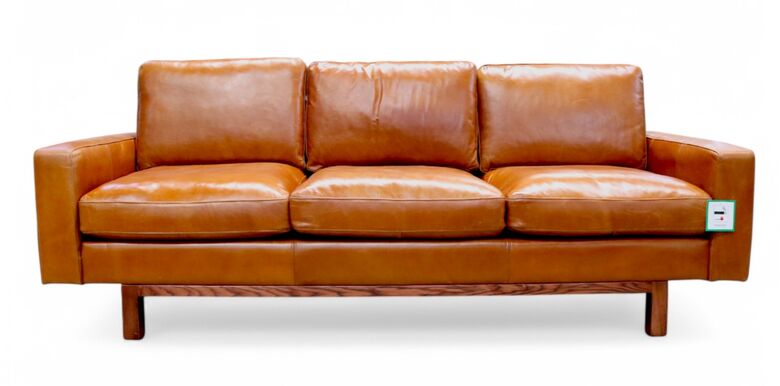 Madison Vintage Distressed Tan Leather Sofa