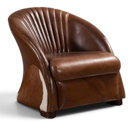 Maeve Leather Tub Armchair – Curved Back Accent Chair