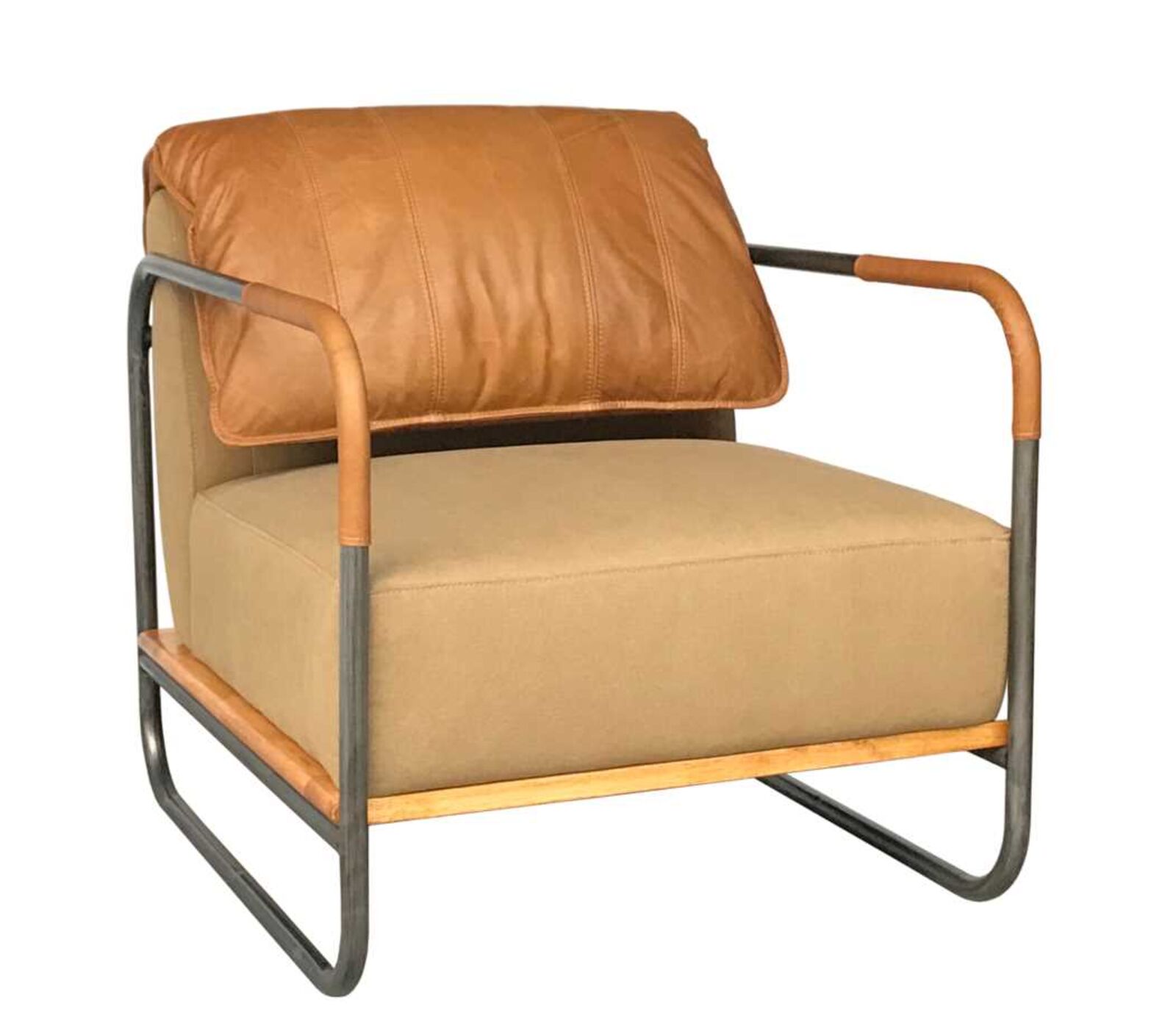 Product photograph of Malawi Vintage Nappa Caramel Tan And Canvas Leather Chair from Designer Sofas 4U
