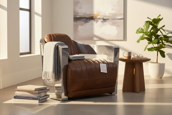 Man Cave Aviator Luxury Vintage Retro Brown Distressed Real Leather Armchair