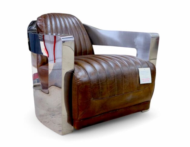 Man Cave Aviator Luxury Vintage Retro Brown Distressed Real Leather Armchair