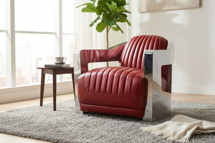 Man Cave Aviator Luxury Vintage Retro Distressed Rouge Red Real Leather Armchair