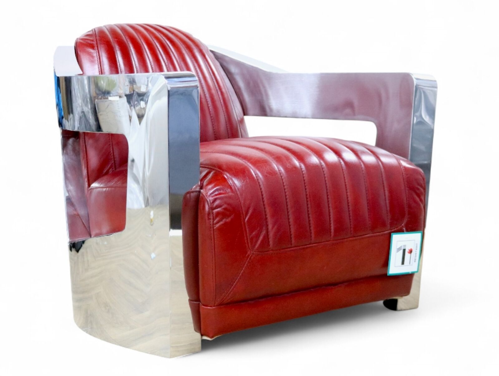 Man Cave Aviator Luxury Vintage Retro Distressed Rouge Red Real Leather Armchair