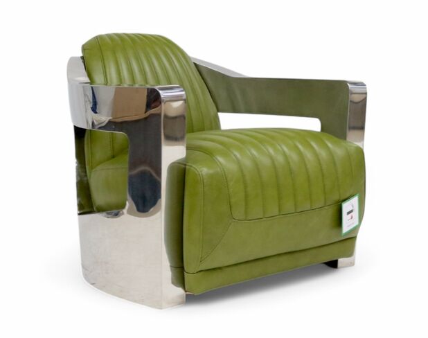 Man Cave Aviator Luxury Vintage Retro Olive Green Leather Armchair