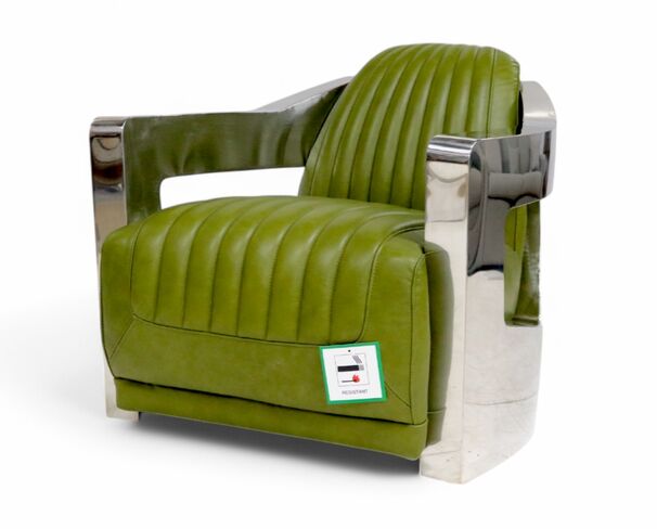 Man Cave Aviator Luxury Vintage Retro Olive Green Leather Armchair
