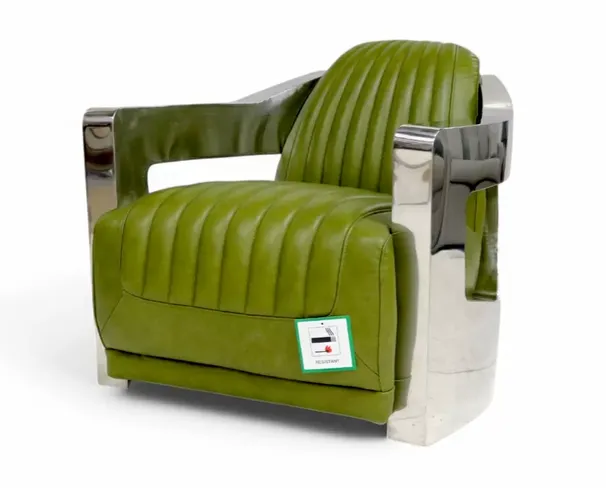 Man Cave Aviator Luxury Vintage Retro Olive Green Leather Armchair