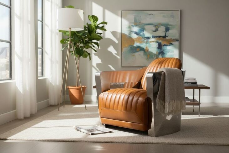 Man Cave Aviator Luxury Vintage Retro Tan Distressed Real Leather Armchair