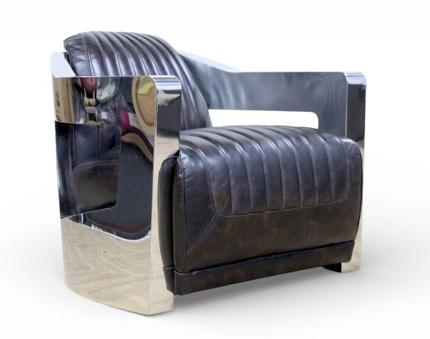 Man Cave Aviator Luxury Vintage Retro Tobacco Brown Distressed Real Leather Armchair