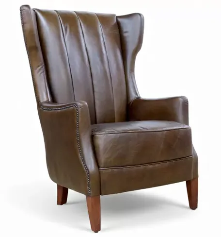 Manor Vintage Brown Leather Highback Armchair