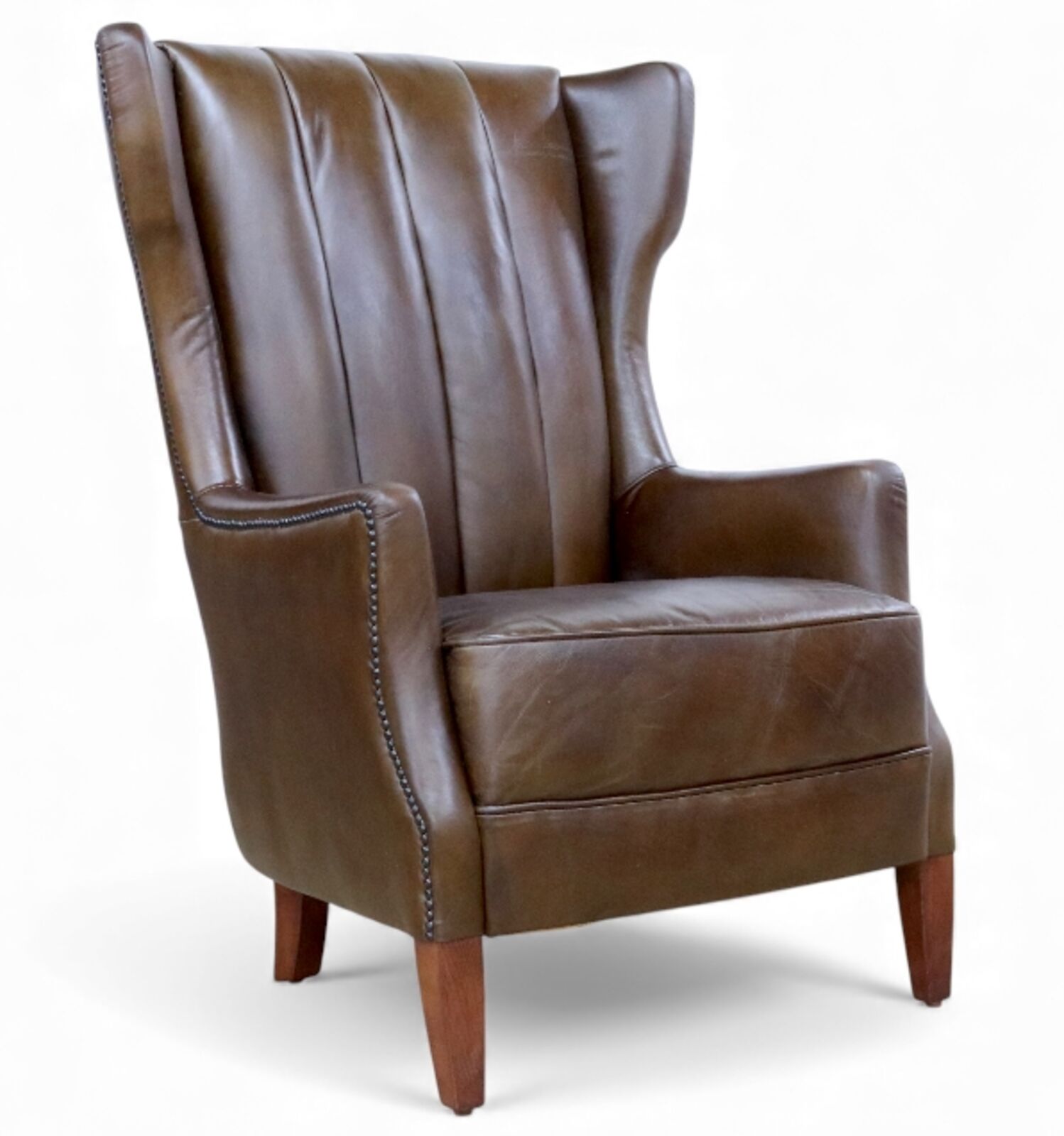 Manor Vintage Brown Leather Highback Armchair