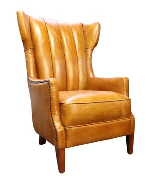 Manor Vintage Tan Leather Highback Armchair