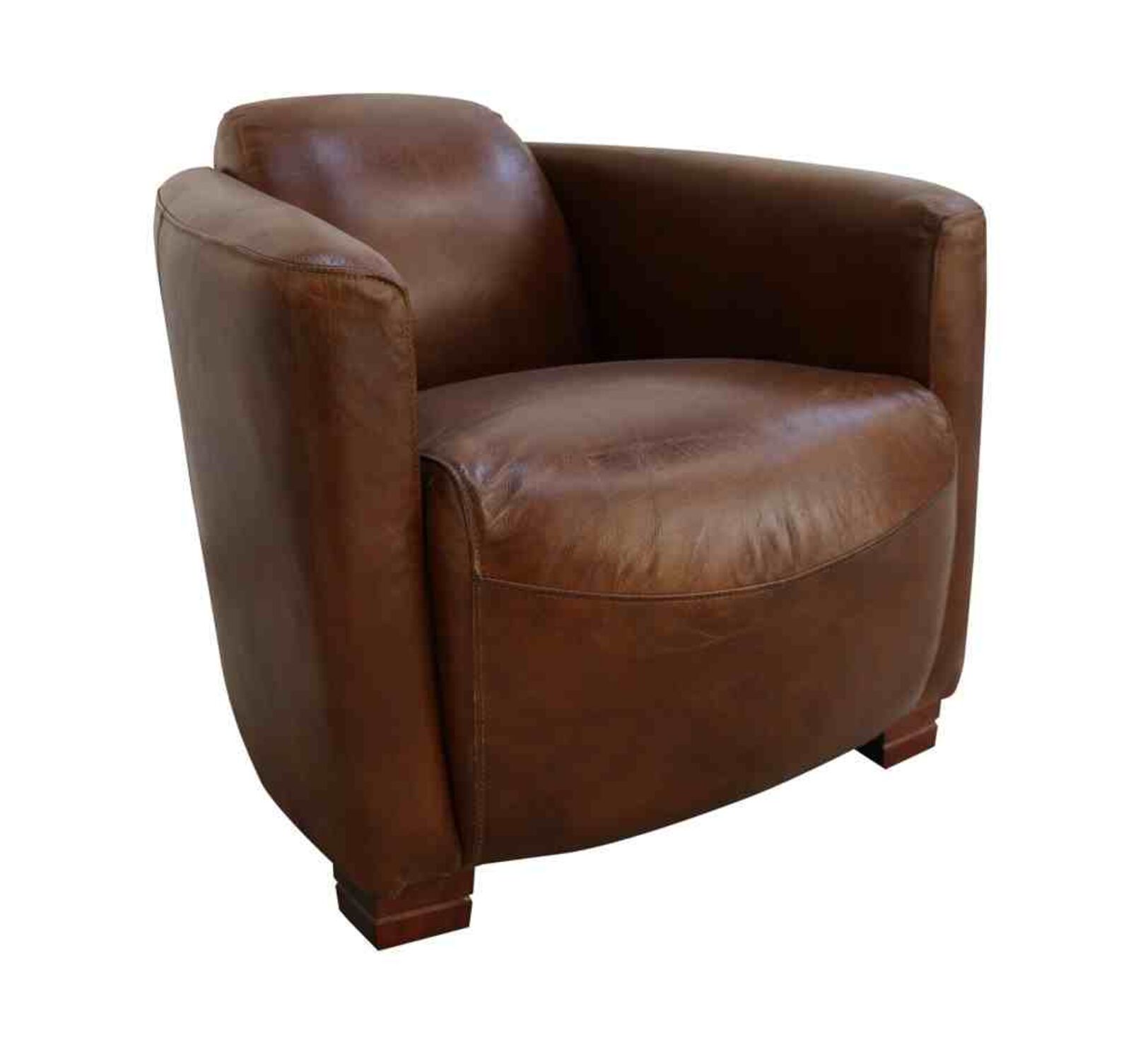 Product photograph of Marlborough Vintage Distressed Brown Leather Tub Chair from Designer Sofas 4U