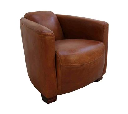 Marlborough Rocket Vintage Tan Distressed Leather Tub Chair