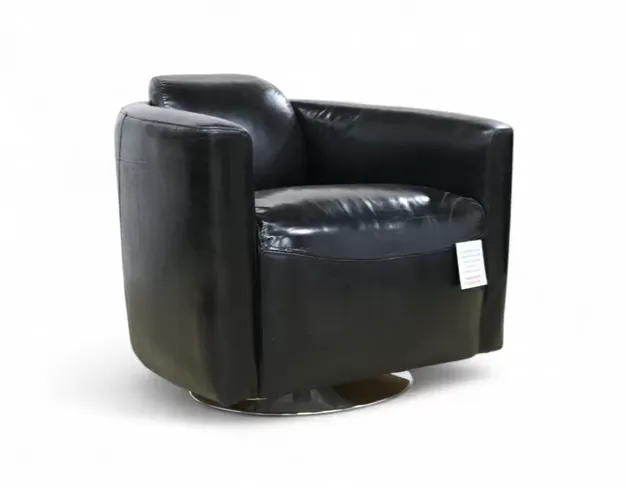 Marlborough Swivel Vintage Black Distressed Leather Tub Chair