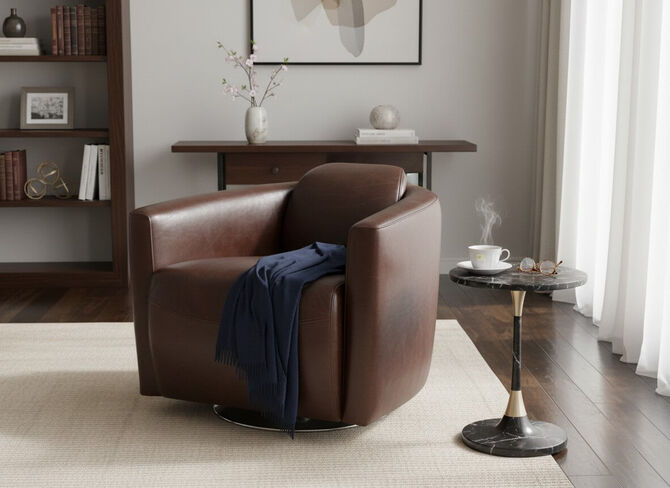 Marlborough Swivel Vintage Brown Distressed Leather Tub Chair