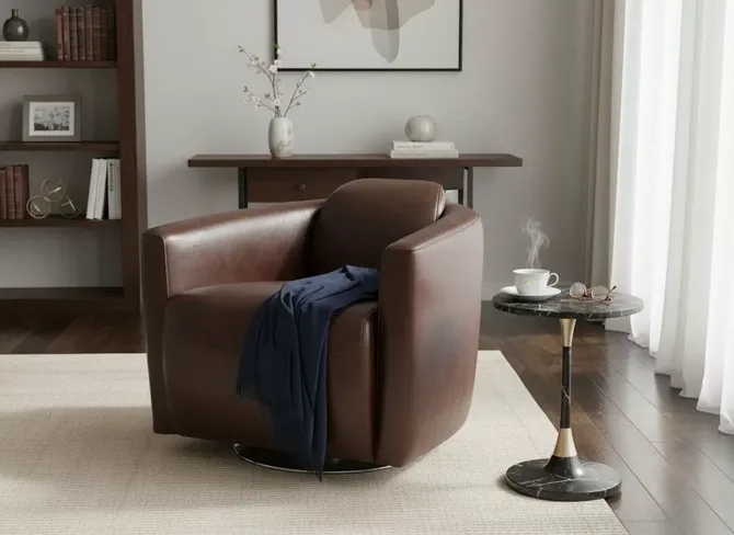 Marlborough Swivel Vintage Brown Distressed Leather Tub Chair