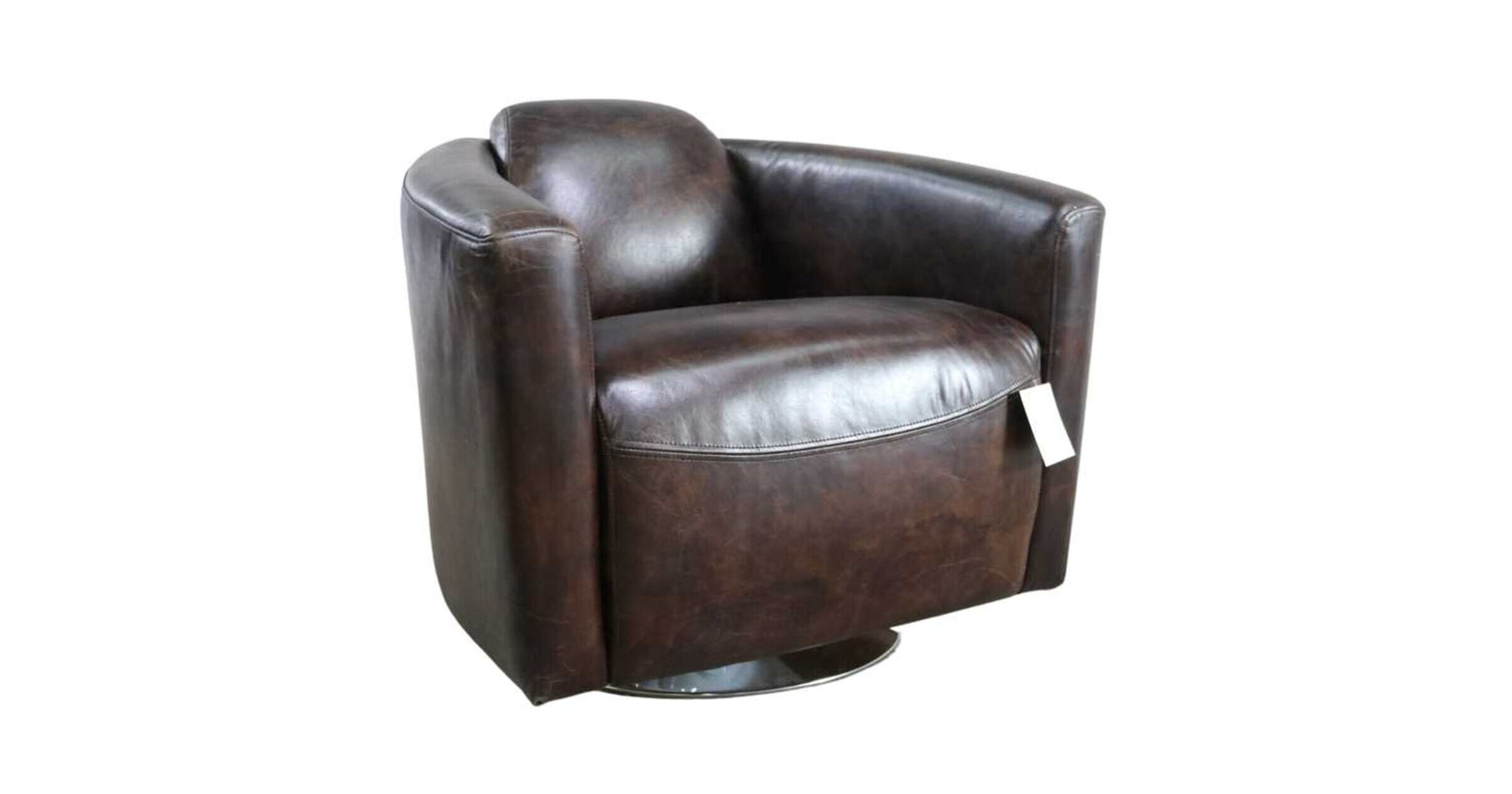Marlborough Swivel Vintage Tobacco Brown Distressed Leather Tub Chair